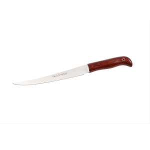 Cutit pentru filetat peste Muela, lama 19cm, lemn presat coral FP-19R