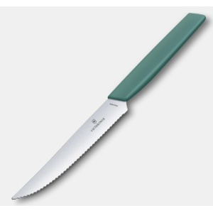 Cutit pentru friptura Victorinox Swiss Modern Steak Knife, lama 12cm, Sage 6.9006.12W43