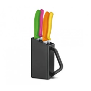 Set cutite Friptura & Pizza Victorinox Swiss Classic Steak & Pizza Block, 4 piese, Multicolor 6.7126.4