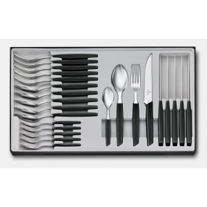 Set Victorinox Swiss Modern Table Set Steak Knife, 24 piese, Black 6.9093.12W.24