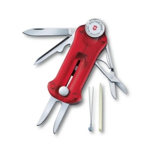 Multifunctional Victorinox Golf Tool, 91 mm, rosu transparent 0.7052.T
