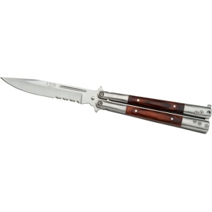 Briceag fluture Joker, maner otel inoxidabil&lemn, lama 10cm JKR0145