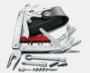 Multifunctional Victorinox Swiss Tool X cu clinchet, 115 mm, teaca piele, argintiu 3.0339.L - Img 1