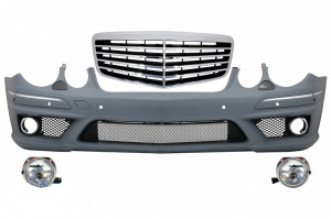 Ansamblu Bara Fata cu Proiectoare de ceata compatibil cu Mercedes E-Class W211 Facelift 2002-2009 si Grila Centrala
