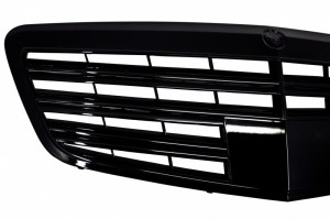 Bara Fata compatibil cu Mercedes S-Class W221 S63 S65 Design 2005-2010 cu Grila Centrala Negru Lucios si Praguri Laterale - Img 6