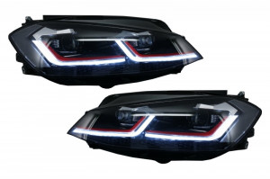 Bara Fata cu Grile Proiectoare ceata LED si Faruri LED compatibil cu VW Golf VII 7.5 2017-> GTI Look - Img 8