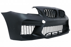 Bara Fata Echipata cu Grile Centrale compatibila cu BMW Seria 5 F10 F11 (2011-2017) M5 G30 Design Fara PDC - Img 3