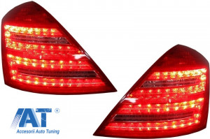 Bara Spate Mercedes S-Class W221 2005-2011 cu Ornamente pentru evacuare si Stopuri LED - Img 6