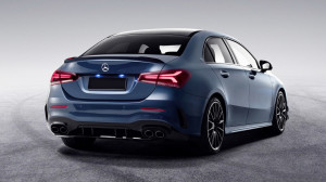 Difuzor Bara Spate compatibil cu Mercedes A-Class W177 Sedan 2018-> Evacuari Negre - Img 2