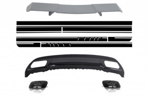 Difuzor Bara Spate cu Eleron Portbagaj si Set Stickere compatibil cu MERCEDES W176 A-Class 2012-> A-Design