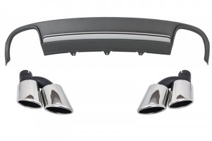 Difuzor Bara Spate cu Ornamente Evacuare compatibil cu AUDI A4 B8 Pre Facelift 2008-2011 Sedan sau Avant S4 Design