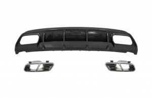 Difuzor Bara Spate cu Ornamente pentru sistemul de evacuare compatibil cu Mercedes W176 A-Class 2013-2018 A45 Facelift Design Carbon Look