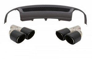 Difuzor Bara Spate cu Ornamente Sistem de evacuare Carbon Fiber compatibil cu Audi A4 B8 Pre Facelift Sedan sau Avant 2008-2011 S-Line Design doar Bara Standard