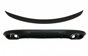 Difuzor Bara Spate cu Ornamente toba si Eleron Portbagaj compatibil cu Mercedes E-Class C238 AMG Sport Line Coupe 2016-> E53 Design Negru