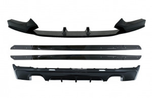 Difuzor Bara Spate Evacuare Dubla cu Prelungire Bara Fata si Extensii Praguri Laterale compatibil cu BMW Seria 2 F22, F23 2013-> M Performance Design Negru Lucios