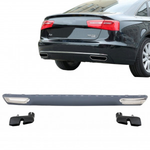 Difuzor Bara Spate si Ornamente Evacuare compatibil cu AUDI A6 4G 2010-2014 Facelift W12 Design - Img 8