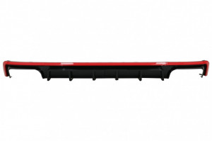 Difuzor Bara Spate si Ornamente Evacuare compatibil cu Audi A6 C8 4K Avant Sedan 2018-> S6 Design Rosu - Img 4