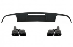 Difuzor cu Evacuare Dubla si Ornamente toba compatibil cu Mercedes CLS Sedan W218 2012-2017 pentru bara Standard