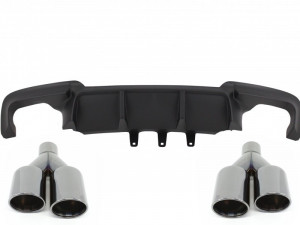 Difuzor de aer cu evacuare dubla compatibil cu BMW Seria 5 F10 F11 2011-2017 cu Ornamente de evacuare Negre
