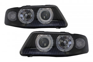 Faruri Angel Eyes compatibil cu Audi A3 8L 2000-2003 Negru