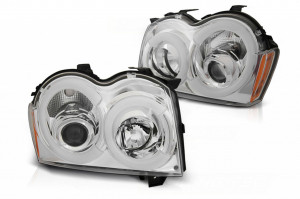 Faruri Angel Eyes compatibil cu Chrysler Jeep Grand Cherokee 2005-2008 Crom
