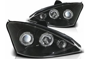 Faruri Angel Eyes compatibil cu Ford Focus 2001-2004 Negru - Img 2