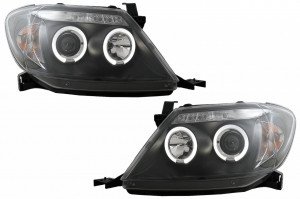 Faruri Angel Eyes compatibil cu Toyota Hilux 2005-2011 Negru