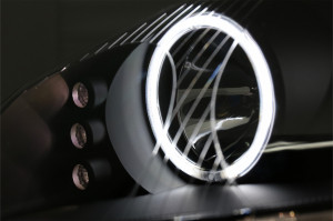 Faruri CCFL Angel Eyes LED compatibil cu VW Golf V 5, Jetta 5 2004-2009 Negru - Img 3