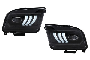 Faruri Full LED compatibil cu Ford Mustang V Pre-Facelift 2005-2009 Negru cu Semnal Dinamic Secvential