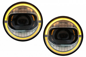 Faruri Full LED CREE DRL compatibil cu Jeep Wrangler JK 2007-2017 conversie la modelul din 2018+