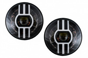 Faruri Full LED CREE Dublu Proiector compatibil cu Jeep Wrangler JK TJ LJ 1997-2006, Wrangler 2007-2014