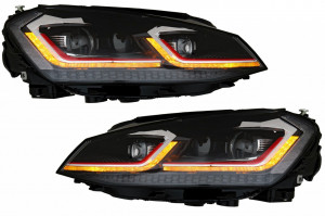 Faruri LED compatibil cu VW Golf 7 VII 2012-2017 Facelift G7.5 GTI Look cu Semnal Dinamic