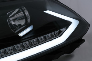 Faruri LED DRL cu Semnal Dinamic Secvential compatibil cu VW Touran I Facelift 1T1 1T2 (2010-2015) Negru - Img 4