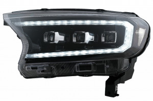Faruri LED Light Bar Dynamic Start-up Display compatibil cu Ford Ranger Raptor 2015-2020 LHD Negru cu Semnal Dinamic Matrix Projector - Img 2