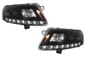 Faruri Xenon LED DRL compatibil cu Audi A6 4F C6 2004-2008 Negru - Img 2