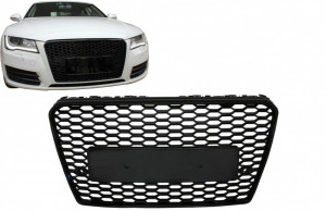 Grila Bara Fata compatibil cu Audi A7 4G Pre-Facelift 2010-2014 RS7 Design Negru Lucios - Img 4