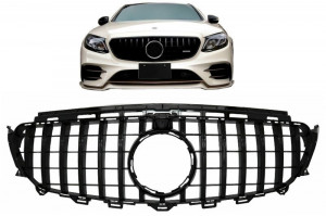 Grila Centrala compatibil cu MERCEDES Benz E-Class W213 S213 C238 2016-> GT-R Panamericana Design Negru Cu Camera 360 - Img 4