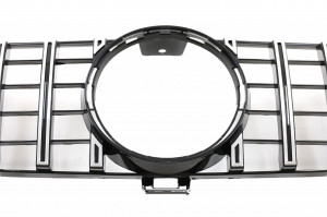 Grila Centrala compatibil cu Mercedes CLS W219 Facelift 2005-2008 GT-R Panamericana Design Negru Lucios & Chrome - Img 3