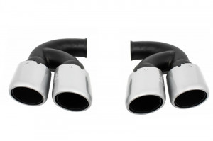 Ornamente Evacuare compatibil cu Porsche Cayenne 92A V6 V8 Petrol 2010-2014 GTS Design Silver