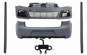 Pachet Complet Exterior compatibil cu VW Golf VI 6 MK6 2008-2013 R20 Look cu Praguri Laterale si Sistem de evacuare Catback