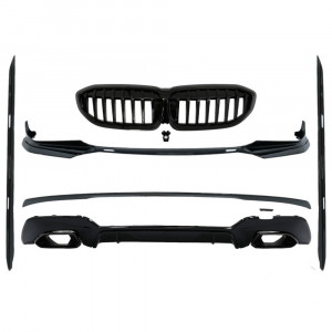 Pachet Exterior Extensii compatibil cu BMW Seria 3 G20 Sedan G21 Touring 2018-2019 M340i Design Negru Lucios