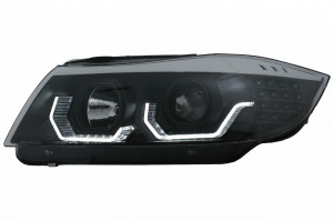 Set faruri 3D LED Angel Eyes compatibil cu BMW Seria 3 Limousine E90 Touring E91 2005-2008 LHD Negru - Img 2