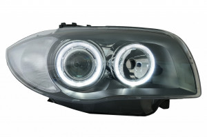 Set faruri compatibil cu BMW Seria 1 E81 E82 E87 E88 2004-2011 Angel Eyes Negru - Img 3