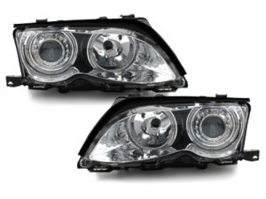 Set faruri compatibil cu BMW Seria 3 E46 Sedan 2001-2003 Angel Eyes Crom - Img 2