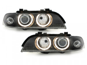 Set faruri compatibil cu BMW Seria 5 E39 1995-2003 Angel Eyes D2S/H7 Negru