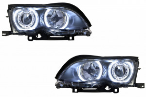 Set faruri LED Angel Eyes compatibil cu BMW Seria 3 E46 2001-2005 Negru - Img 3