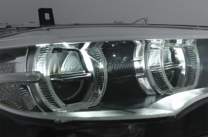 Set faruri Xenon Angel Eyes 3D Dual Halo Rims LED DRL compatibil cu BMW X6 E71 2008-2012 - Img 3