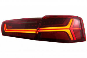 Stopuri Full LED compatibil cu Audi A6 4G C7 2011-2014 Red Clear Facelift Design Semnalizare Secventiala - Img 3
