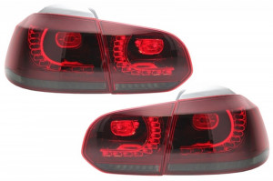 Stopuri Full LED VW Golf 6 VI 2008-2013 R20 Design Rosu Fumuriu - Img 3