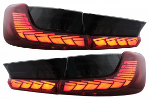 Stopuri LED compatibil cu BMW Seria 3 G20 G28 M3 G80 Sedan 2018-2022 Rosu Fumuriu cu Semnal Dinamic